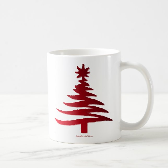 Julgran Schablon Röd Kaffemugg (Höger)