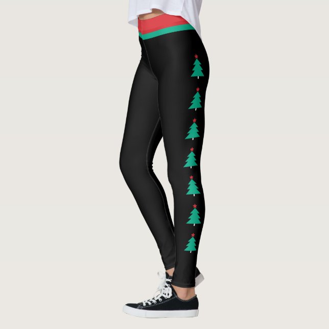 Julgran Sidostreck Svarta Leggings (Vänster)