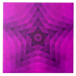 Julgran Silhouette och Lila Star Gradient Kakelplatta