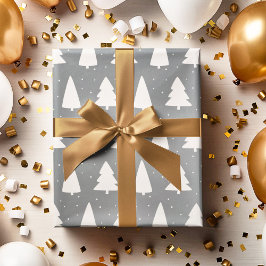 Julgran silhouette silver-grått presentpapper
