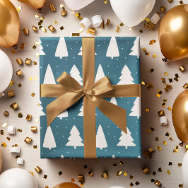 Julgran silhouettes teal presentpapper