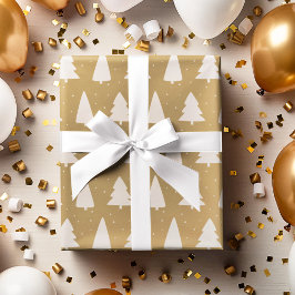 Julgran silhouettes white & guld presentpapper
