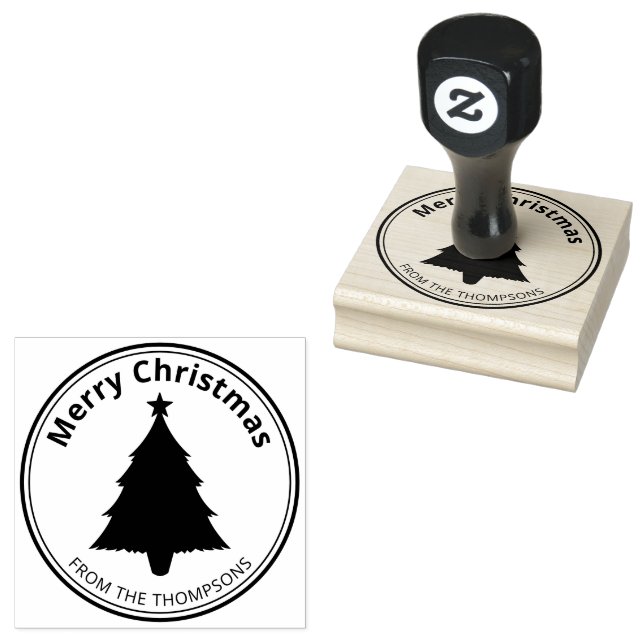 Julgran Silhuett Form Glad Jul Stämpel (Stämplad)