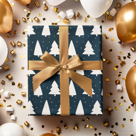 Julgran silhuettes vit och blå presentpapper