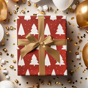 Julgran silhuettes vit och röd presentpapper