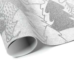 Julgran Silver Grått Finare Glitter, Presentpapper