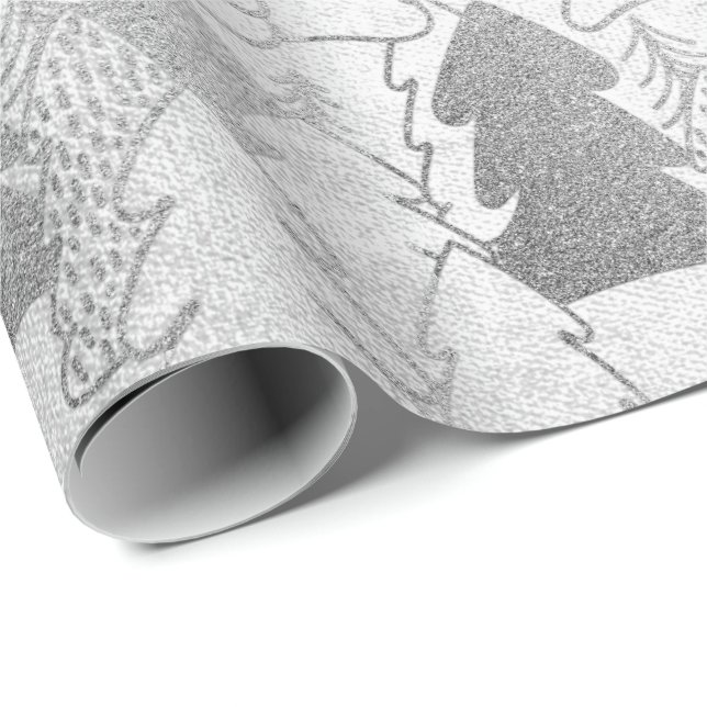 Julgran Silver Grått Finare Glitter, Presentpapper (Rullad Hörn)