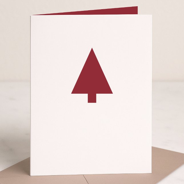 Julgran | Skandi-minimalistisk enkel Burgundy Helgkort (Personalize your folded Christmas card for minimal Scandi-inspired charm)