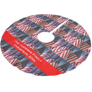 julgran Skirt, Amerikanska Flaggor, Personlig Julgransmatta Borstad Polyester