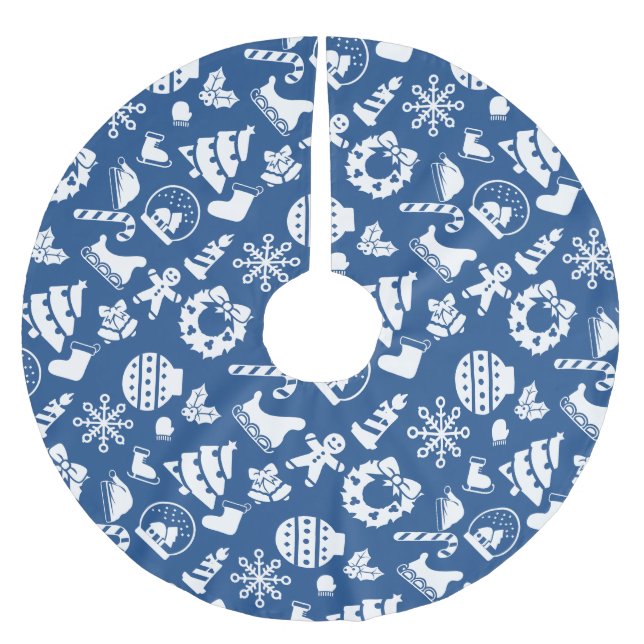 Julgran Skirt - blå juldesign Julgransmatta Borstad Polyester (Framsidan)