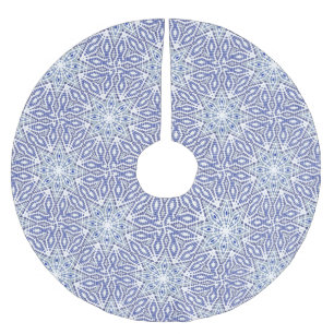 Julgran Skirt Blue White Star Mönster Julgransmatta Borstad Polyester