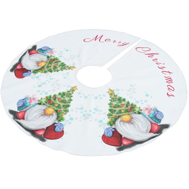 Julgran Skirt Gnomes med gåvor till dig Julgransmatta Borstad Polyester (Vinklad)