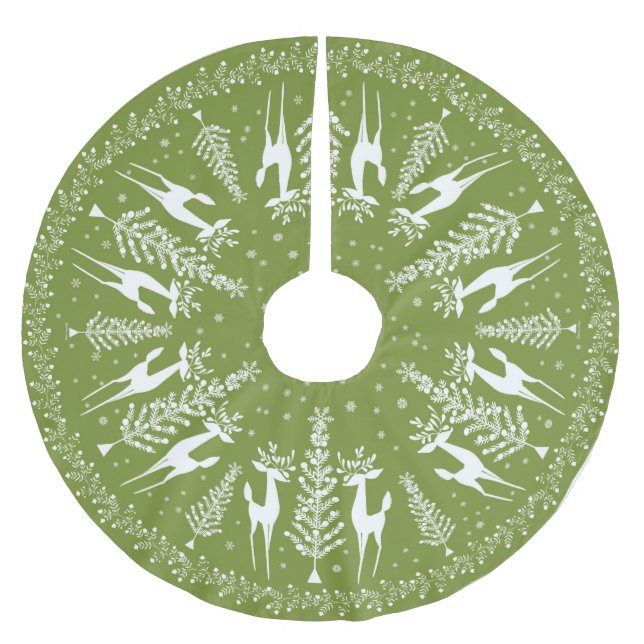 JULGRAN SKIRT MCM OLIVE OCH WHITE JULGRANSMATTA BORSTAD POLYESTER (Framsidan)