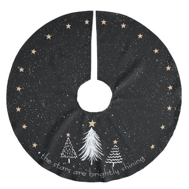 Julgran Skirt med Guld Stars Julgransmatta Borstad Polyester (Framsidan)