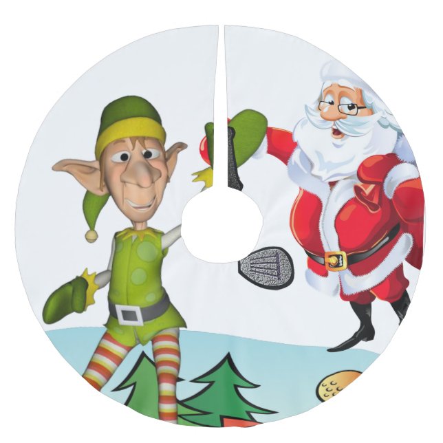 Julgran Skirt Santa Golfing Julgransmatta Borstad Polyester (Framsidan)