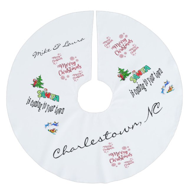 Julgran Skirt Santa kommer till Town Julgransmatta Borstad Polyester (Framsidan)