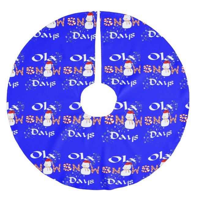 Julgran Skirt Snögubbe Snö dagar Julgransmatta Borstad Polyester (Framsidan)