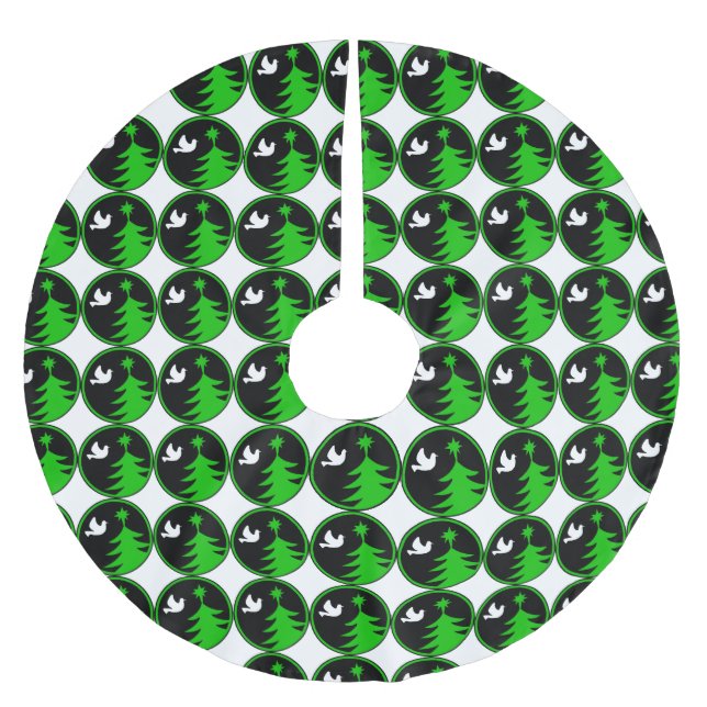 Julgran Skirt White Dove of Peace Grönt Julgransmatta Borstad Polyester (Framsidan)