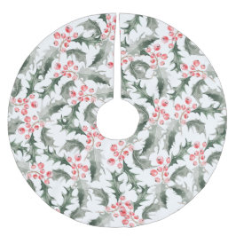 Julgran Skirts Festive Holly och Berries Julgransmatta Borstad Polyester