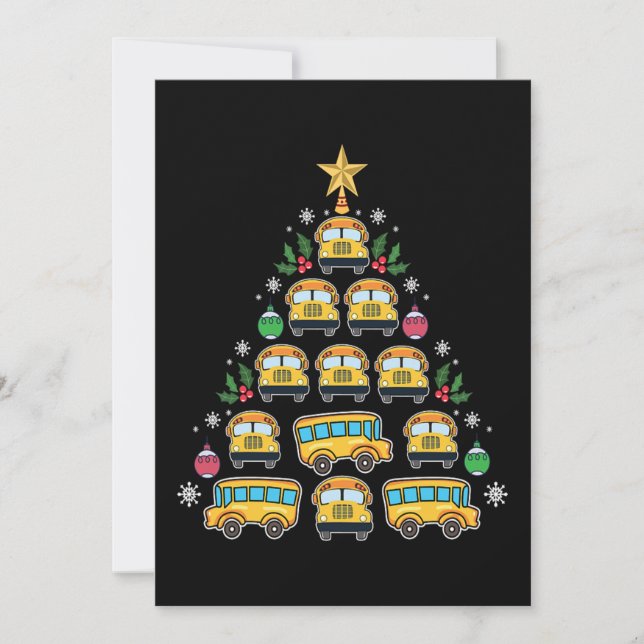 Julgran Skolbuss Rolig Förare Xmas Julkort (Framsida)