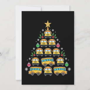 Julgran Skolbuss Rolig Förare Xmas Julkort