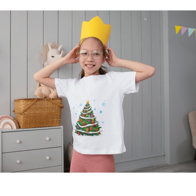 Julgran Snö Dekoration Presenter Animerad T Shirt (Skapare uppladdad)