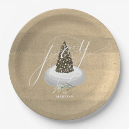 Julgran Snö Globe Guld Joy Helgdag