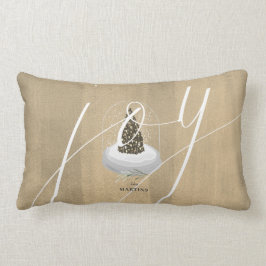 Julgran Snö Globe Guld Joy Script Helgdag Lumbarkudde