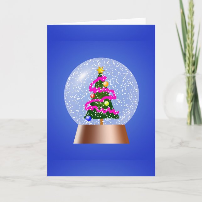 Julgran Snö Globe Helgkort (Framsida)