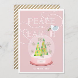 Julgran Snö Globe Rosa-julkort Inbjudningar
