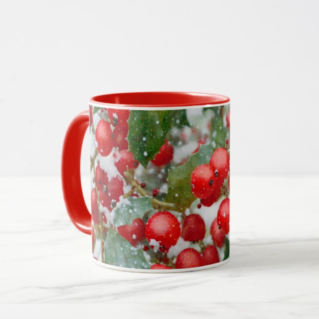 Julgran Snö Holiday Konst Mugg Kopp (Framsida vänster)