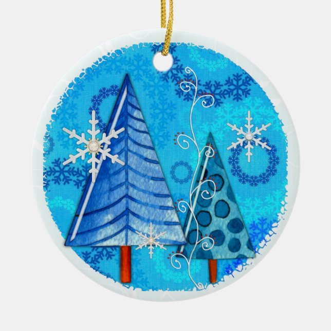 Julgran & Snöflake Jeweled Julgransprydnad Keramik (Framsidan)