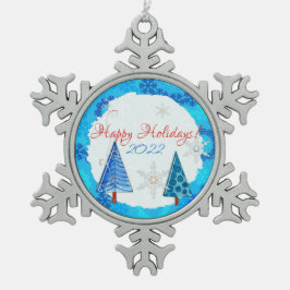 Julgran & Snöflake Jeweled Snöflinga Pewter Julgransprydnad