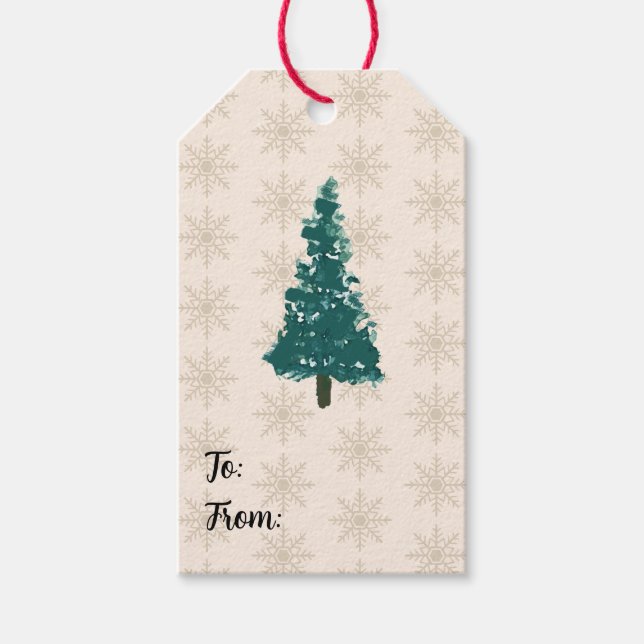 Julgran Snöflinga Mönster Presentetikett (Framsidan)