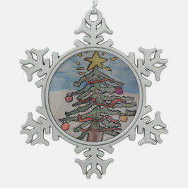 Julgran Snöflinga Pewter Julgransprydnad