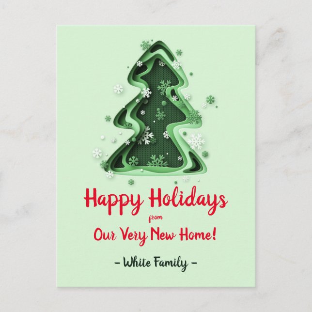 Julgran Snöflingor har Flyttat nya hem Vykort (Framsida)