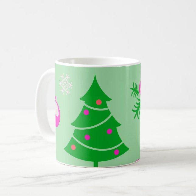 Julgran, Snöflingor och Dekorationer Kaffemugg (Framsida vänster)