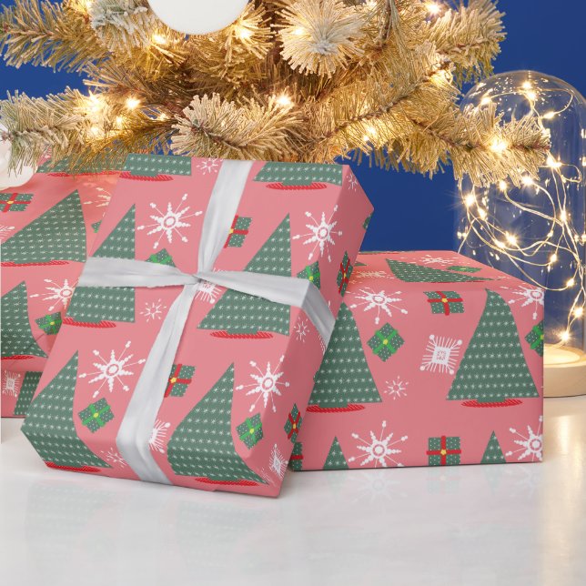 Julgran Snöflingor Presenter Inpackningspapper Presentpapper (Helgdagar)