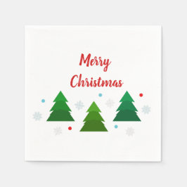 Julgran, snöflingor, rödblåa prickar pappersservett