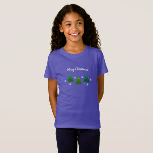 Julgran, snöflingor, rödblåa prickar t shirt