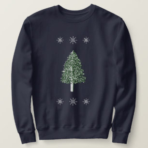 Julgran Snöflingor Vinter Illustration Tröja Sweatshirt