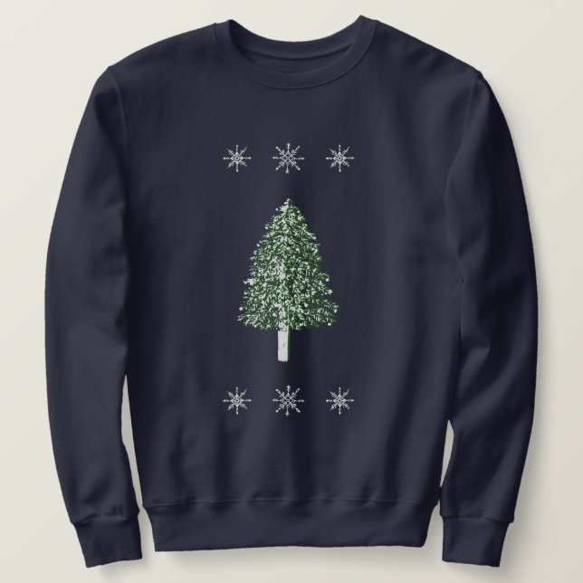 Julgran Snöflingor Vinter Illustration Tröja Sweatshirt (Design framsida)