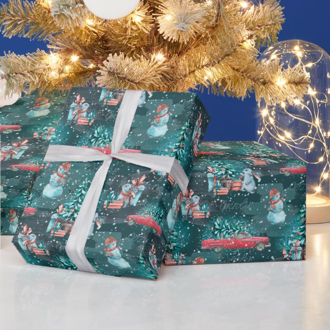 Julgran, Snögubbar och buninskningar Pappra Presentpapper (Helgdagar)