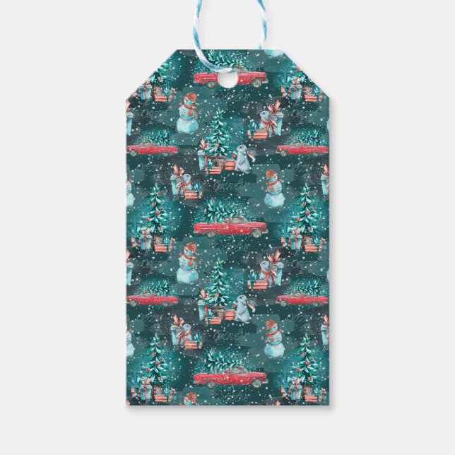 Julgran, Snögubbar och förbundsstater Presentetikett (Framsidan)