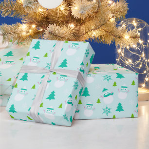 Julgran Snögubbar Snöflingor Modern jul Presentpapper