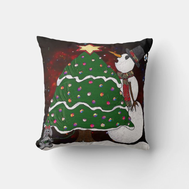 Julgran Snögubbe-konsutskrift Kudde (Framsida)