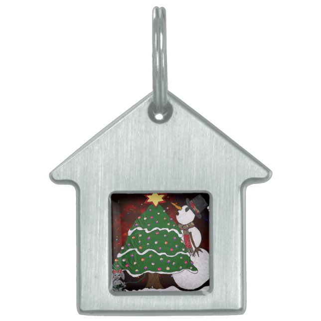 Julgran Snögubbe-konsutskrift Namnbricka Husdjur (Framsidan)