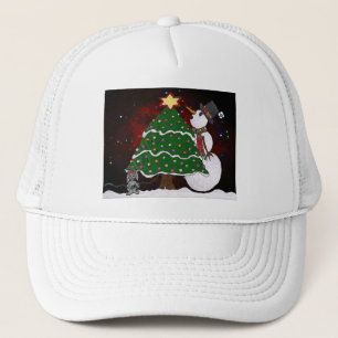 Julgran Snögubbe-konsutskrift Truckerkeps