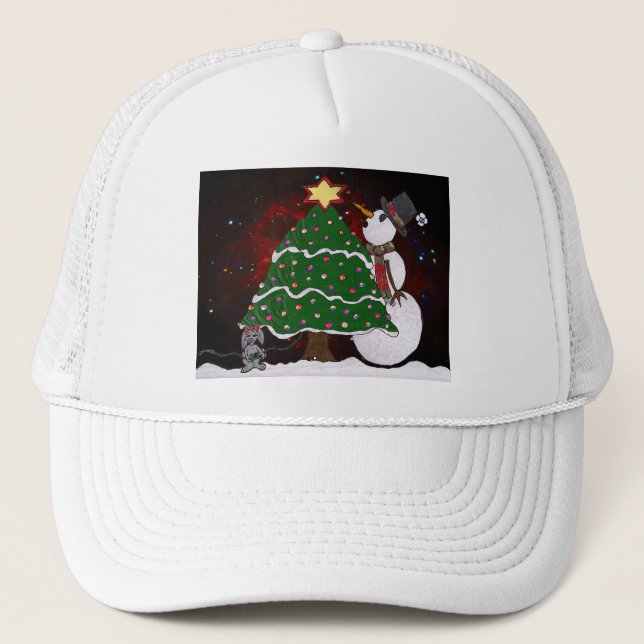 Julgran Snögubbe-konsutskrift Truckerkeps (Framsida)