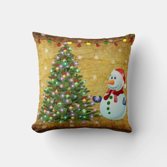 Julgran Snögubbe Kudde (Framsida)